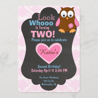 Invitación linda del cumpleaños del búho del