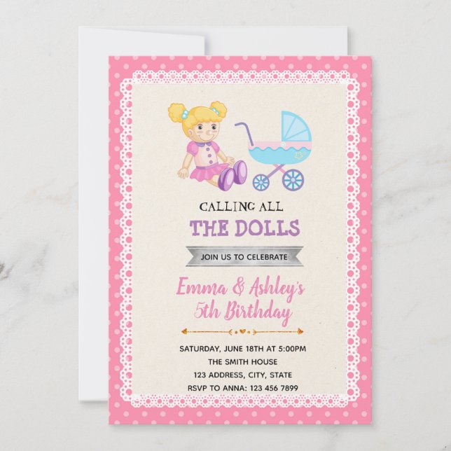 Invitación linda del cumpleaños del fiesta de la (Anverso)