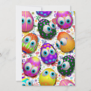 Invitación linda del dibujo animado de los huevos