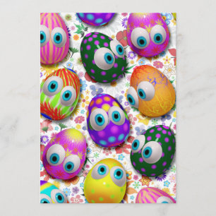 Invitación linda del dibujo animado de los huevos
