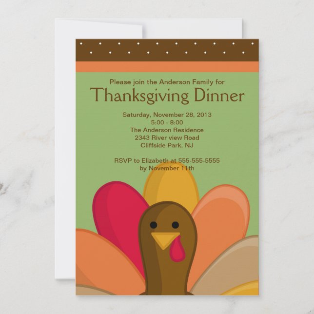 Invitación linda del fiesta de cena de Turquía de (Anverso)