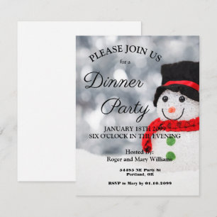 Invitación linda del fiesta de cena del muñeco de