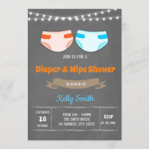 Invitación linda del fiesta de ducha del pañal