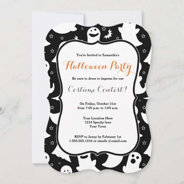 Invitación linda del fiesta de Halloween del (Anverso)