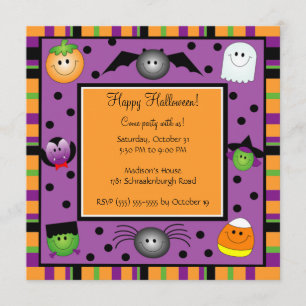Invitación linda del fiesta de Halloween para los