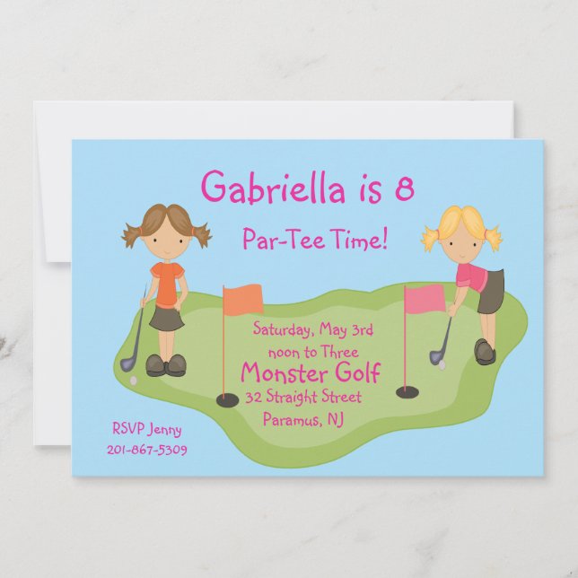 Invitación linda del fiesta de los chicas del (Anverso)