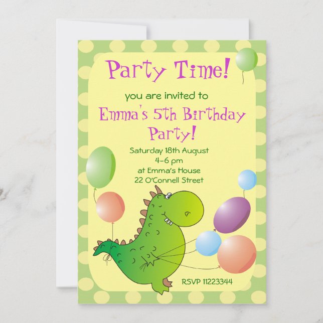 Invitación linda del fiesta de los niños del (Anverso)