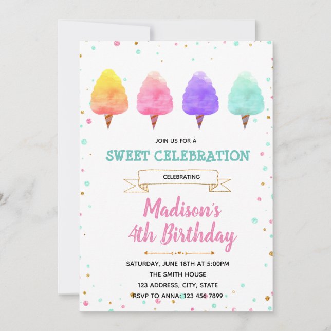 Invitación linda del fiesta del caramelo de (Anverso)