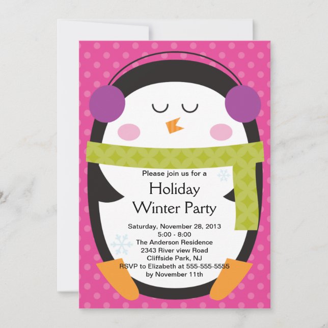 Invitación linda del fiesta del invierno del (Anverso)