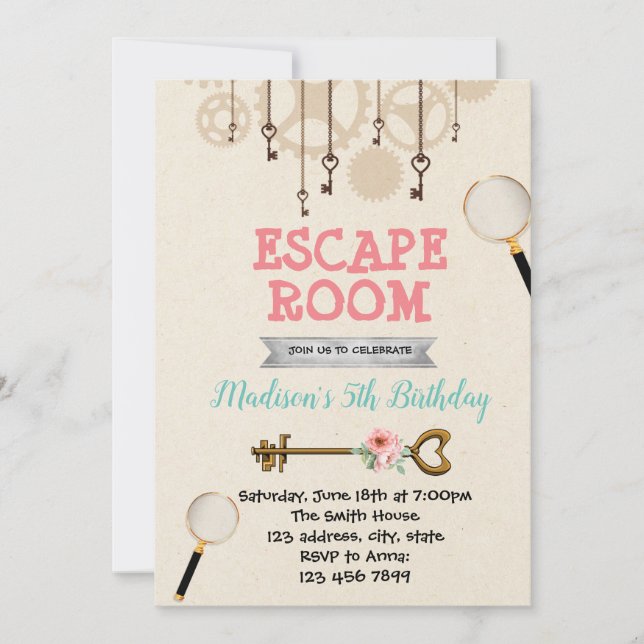 Invitación linda del fiesta del sitio del escape (Anverso)