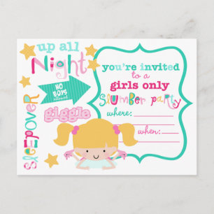 Invitación linda del fiesta del Sleepover de los