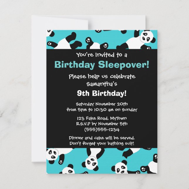 Invitación linda del fiesta del Sleepover del (Anverso)