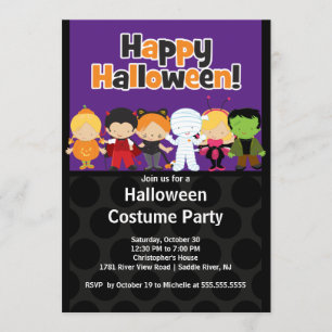 Invitación linda del fiesta del traje de Halloween
