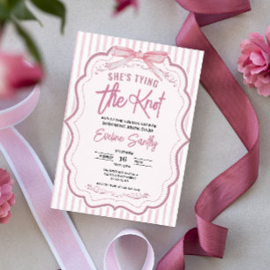 Invitación Linda Está Anudando el Nudo Rosa Blanco Desfile Nu