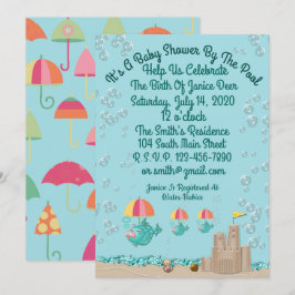 Invitación linda para Baby Shower por la piscina