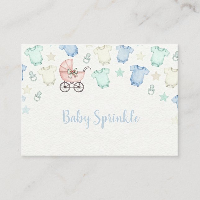 Invitación linda para baby shower Ropa de bebé pas (Anverso)