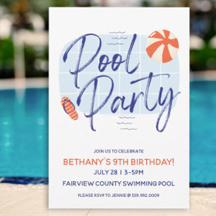 Invitación linda para fiesta de piscina