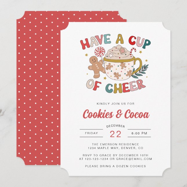 Invitación linda para fiesta de vacaciones (Anverso / Reverso)