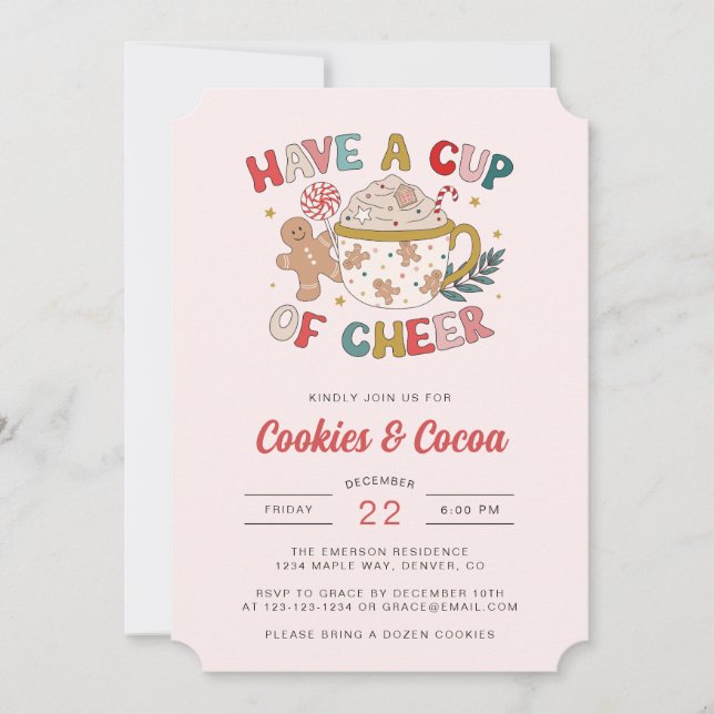 Invitación linda para fiesta de vacaciones (Anverso)