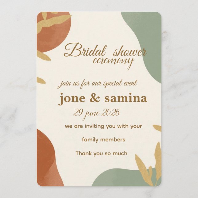 Invitación linda para la ducha nupcial (Anverso)