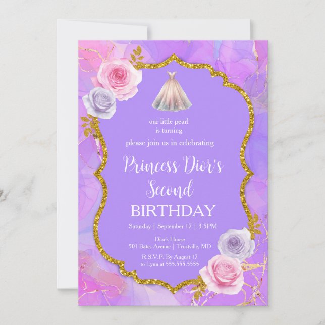 Invitación linda perla 2º cumpleaños (Anverso)