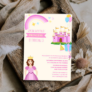 Invitación linda princesa vibrante colorida quinceañera única