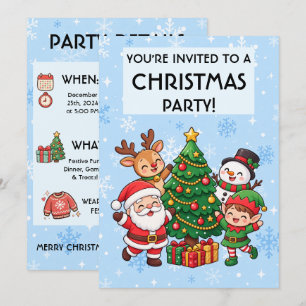 Invitación linda y Kawaii para fiesta de Navidad p