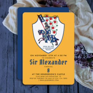 Invitación Lindas flores amarillas azules de la edad media de