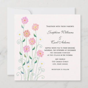 Invitación Lindas margaritas campestres dibujadas a mano de c