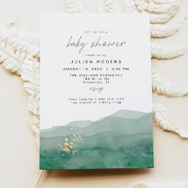 Invitación LINDEN Sage Green & Gold Watercolor Baby Shower