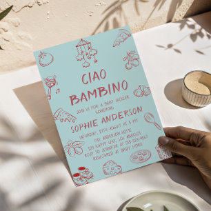 Invitación Lindo Adiós Bebé Menta Fiesta de Baby Shower Itali