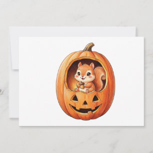 Invitación Lindo ardilla dentro de la calabaza de Halloween J