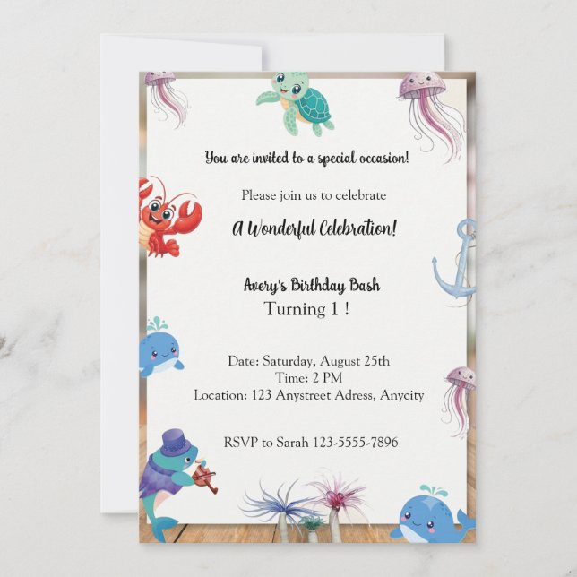Invitación Lindo Bajo el Mar (Anverso)