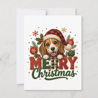 Invitación Lindo Beagle Feliz Navidad