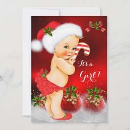 Invitación Lindo bebé de Navidad rojo blanco Niña Shower Rubi