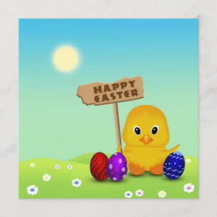 Invitación Lindo Bebé Pollito Feliz Pascua