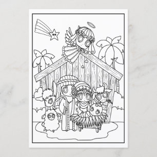 Invitación lindo chibi manga Natividad Razón de la escena par
