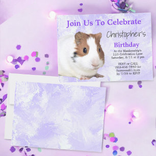 Invitación Lindo Cobaya Marrón Blanco Cumpleaños Personalizad