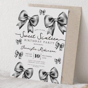 Invitación Lindo Cumpleaños 16 Dulce Coqueto Arco Negro