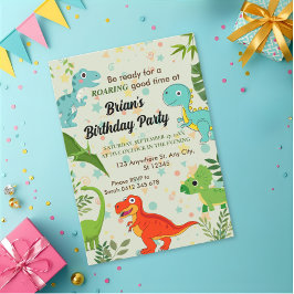 Invitación lindo cumpleaños de dinosaurios de la jungla