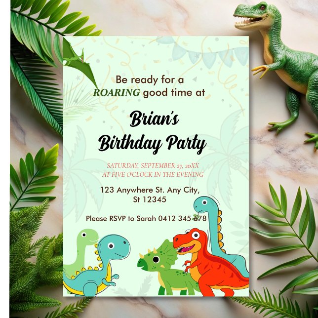 Invitación lindo cumpleaños de dinosaurios de la jungla (Subido por el creador)