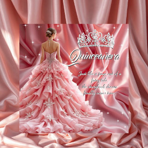 Invitación Lindo Cumpleaños de Quinceañera Tiara Rosa
