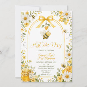 Invitación Lindo Cumpleaños Primer Día de la Abeja Margarita 