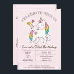 Invitación Lindo cumpleaños Rainbow Unicorn<br><div class="desc">Disponible aquí: http://www.zazzle.com/selectpartysupplies</div>