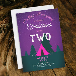 Invitación Lindo Cumpleaños Rustico Femenino Morado Rosa Camp