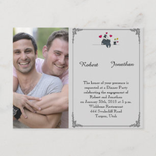 Invitación Lindo dibujo de dos novios en boda gay Engagement