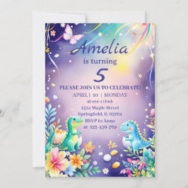 Invitación Lindo dinosaur bebé verde con tema azul