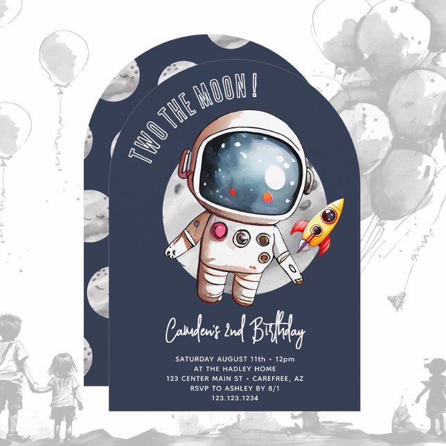 Invitación Lindo Dos Al Cumpleaños 2 De La Luna (Subido por el creador)