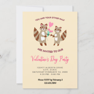 Invitación lindo el día de San Valentín de mapache fiesta de 