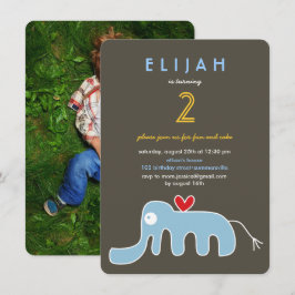 Invitación Lindo elefante de dibujos animados para foto de cu